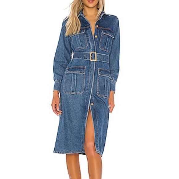 NEW Bardot Revolve Denim Tailored Long Sleeve Dress Medium - Picture 2 of 8